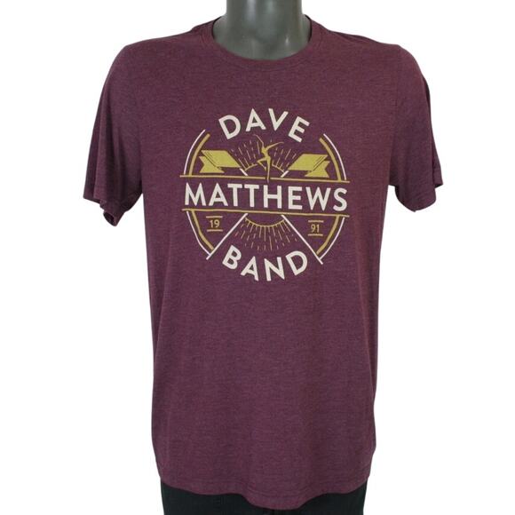 Dave Matthews Band 1991 Spell Out Logo Burgundy T-Shirt Large DMB - Picture 1 of 4